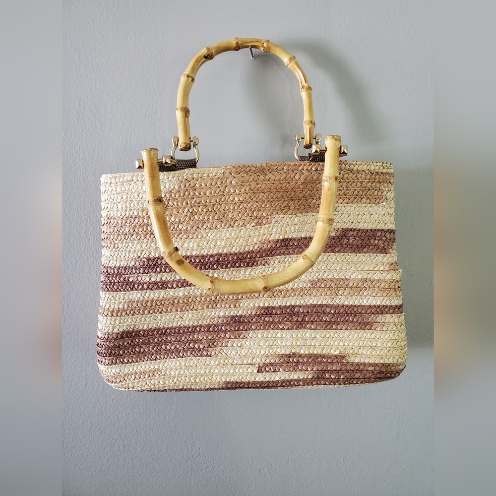 Straw And Bamboo Hand Bag
